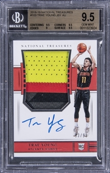 2018-19 National Treasures #103 Trae Young Signed Rookie Patch Card (#53/99) - BGS GEM MINT 9.5/BGS 10